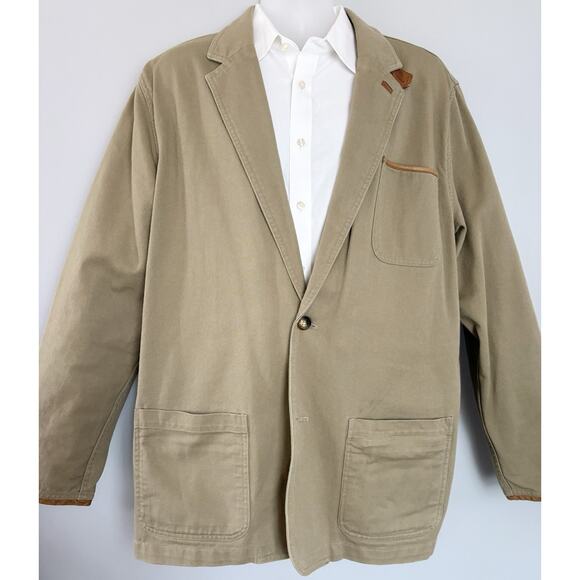 ORVIS Jacket Zambezi Mens 48T Leather Elbow Patch Tan Canvas Sport Coat Hunting - Picture 2 of 10